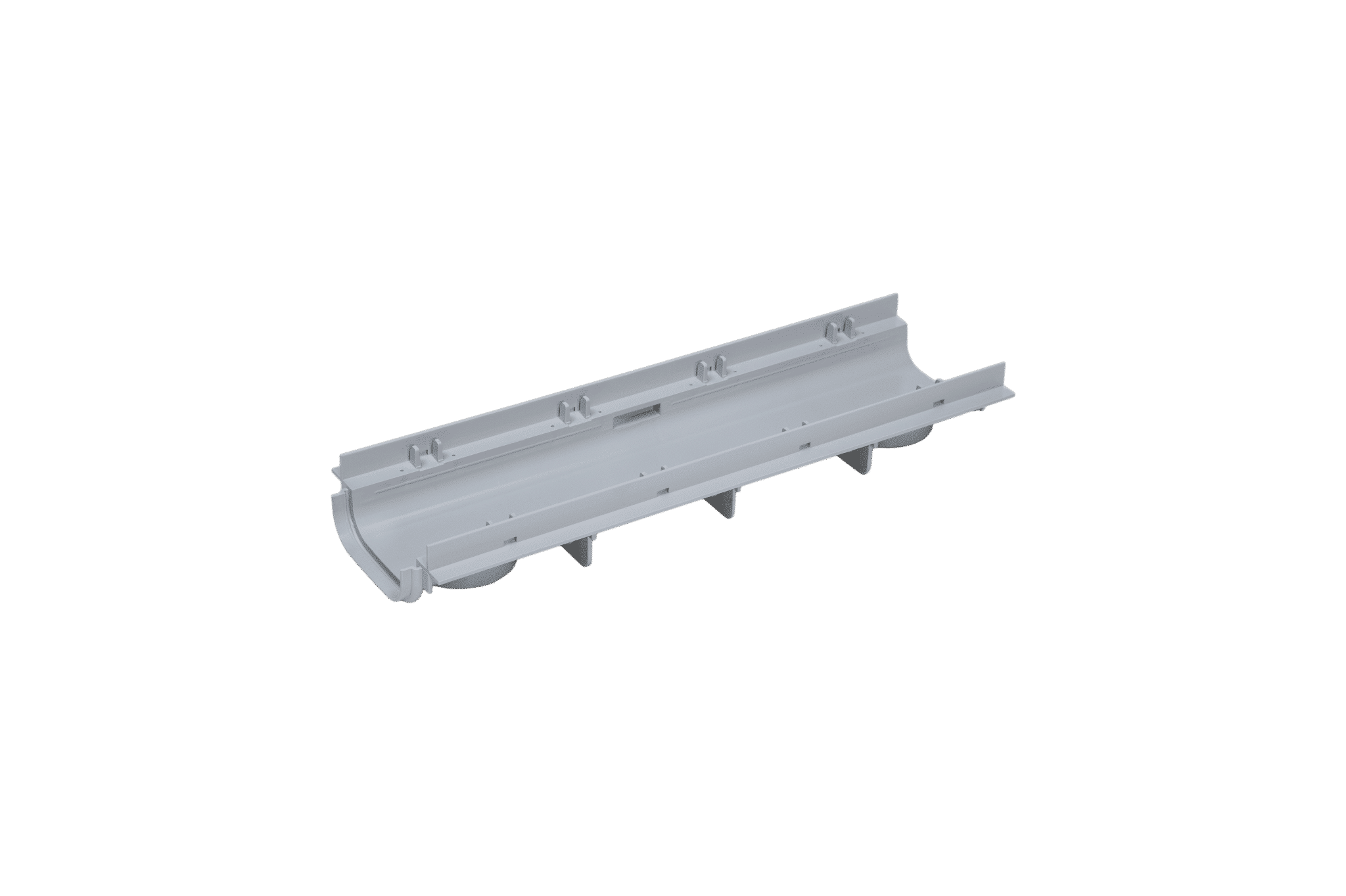 Short slot drainage channel for impermeability sheet, PP and inox grids